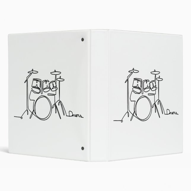Drummer Music Design One-Line Drums  3 Ring Binder (Background)