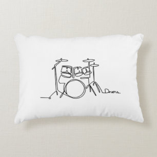 Drummer Music Design One-Line Drums Accent Pillow