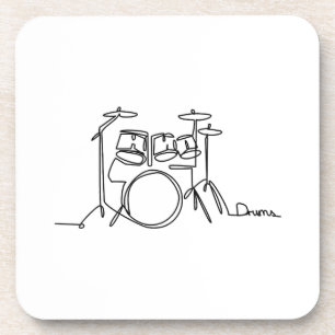 Drummer Music Design One-Line Drums Beverage Coaster