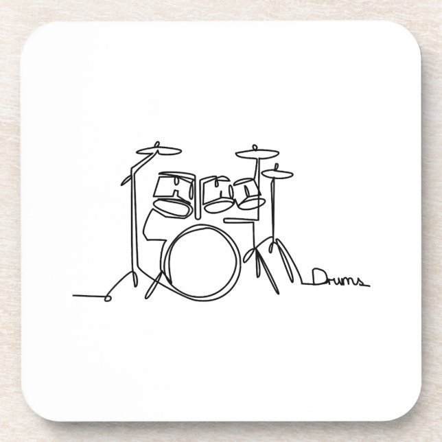 Drummer Music Design One-Line Drums  Beverage Coaster (Front)