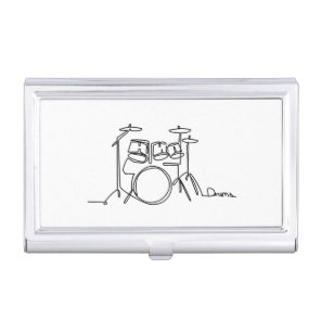 Drummer Music Design One-Line Drums  Business Card Case