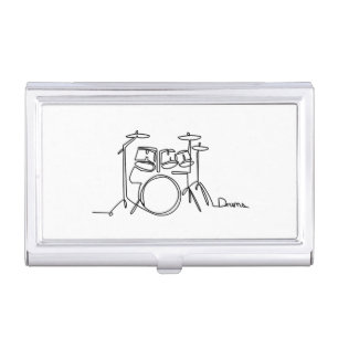 Drummer Music Design One-Line Drums  Business Card Case