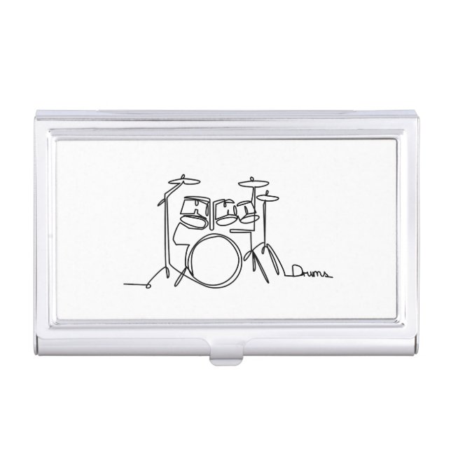 Drummer Music Design One-Line Drums  Business Card Case (Front)