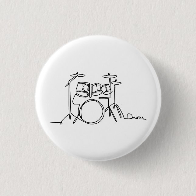 Drummer Music Design One-Line Drums  Button (Front)