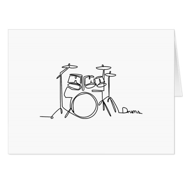 Drummer Music Design One-Line Drums  Card (Front Horizontal)