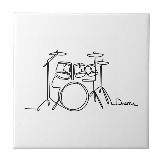 Drummer Music Design One-Line Drums  Ceramic Tile (Front)