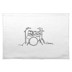 Drummer Music Design One-Line Drums Cloth Placemat