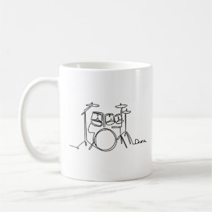 Drummer Music Design One-Line Drums Coffee Mug