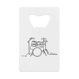 Drummer Music Design One-Line Drums Credit Card Bottle Opener