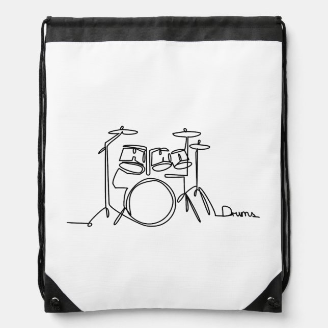 Drummer Music Design One-Line Drums  Drawstring Bag (Front)