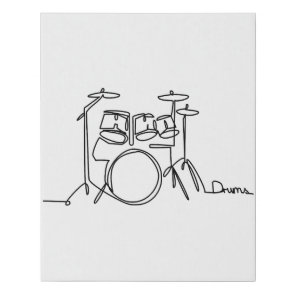 Drummer Music Design One-Line Drums  Faux Canvas Print