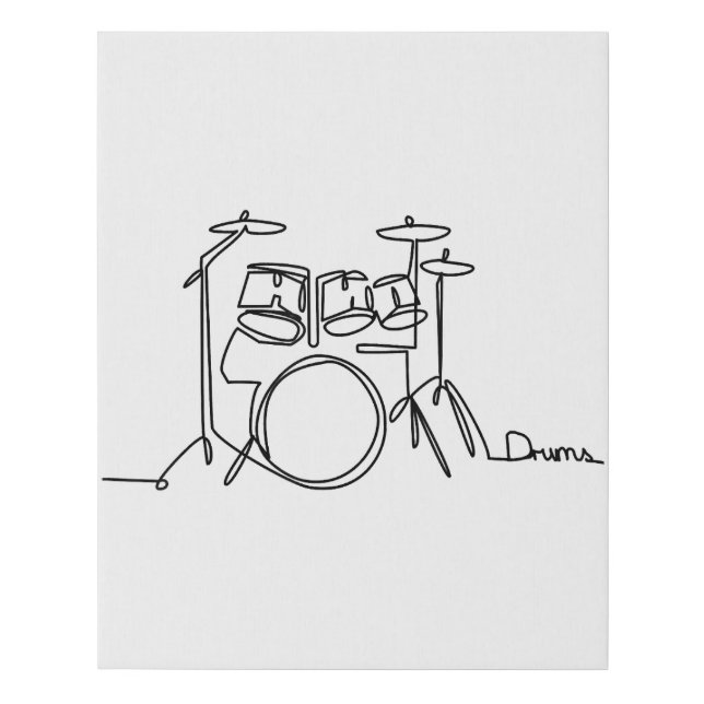 Drummer Music Design One-Line Drums  Faux Canvas Print (Front)