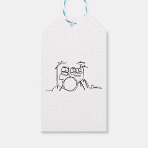 Drummer Music Design One-Line Drums  Gift Tags