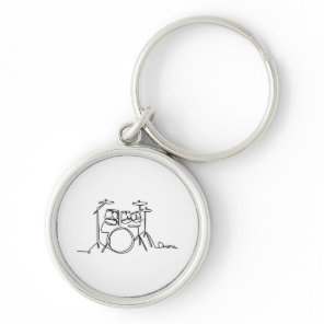 Drummer Music Design One-Line Drums Keychain