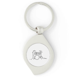 Drummer Music Design One-Line Drums Keychain