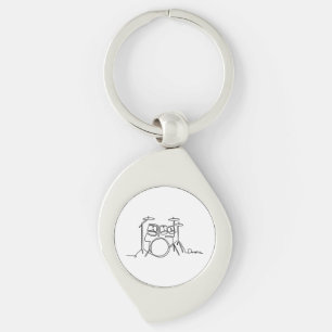 Drummer Music Design One-Line Drums Keychain