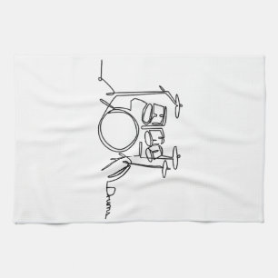 Drummer Music Design One-Line Drums  Kitchen Towel