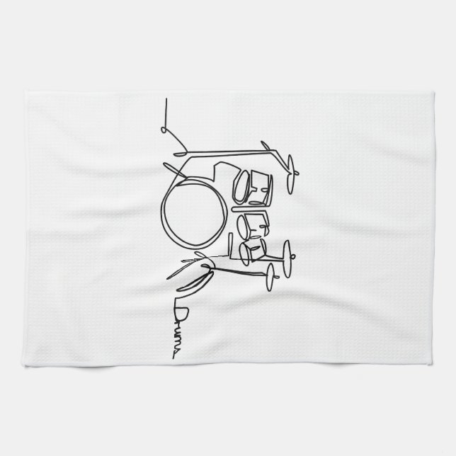 Drummer Music Design One-Line Drums  Kitchen Towel (Horizontal)