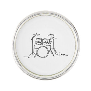 Drummer Music Design One-Line Drums  Lapel Pin