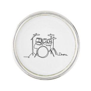 Drummer Music Design One-Line Drums  Lapel Pin