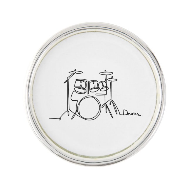 Drummer Music Design One-Line Drums  Lapel Pin (Front)