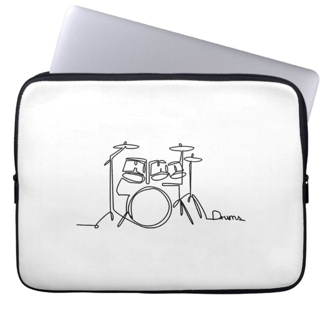 Drummer Music Design One-Line Drums  Laptop Sleeve (Front)