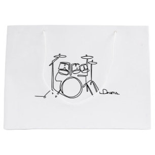 Drummer Music Design One-Line Drums  Large Gift Bag