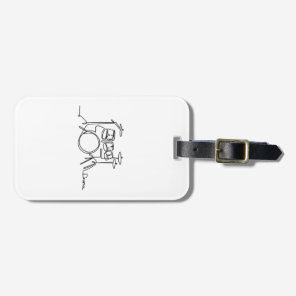 Drummer Music Design One-Line Drums  Luggage Tag