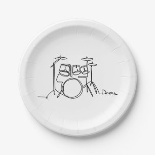 Drummer Music Design One-Line Drums Paper Plates