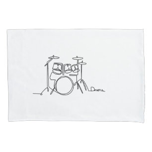 Drummer Music Design One-Line Drums  Pillow Case
