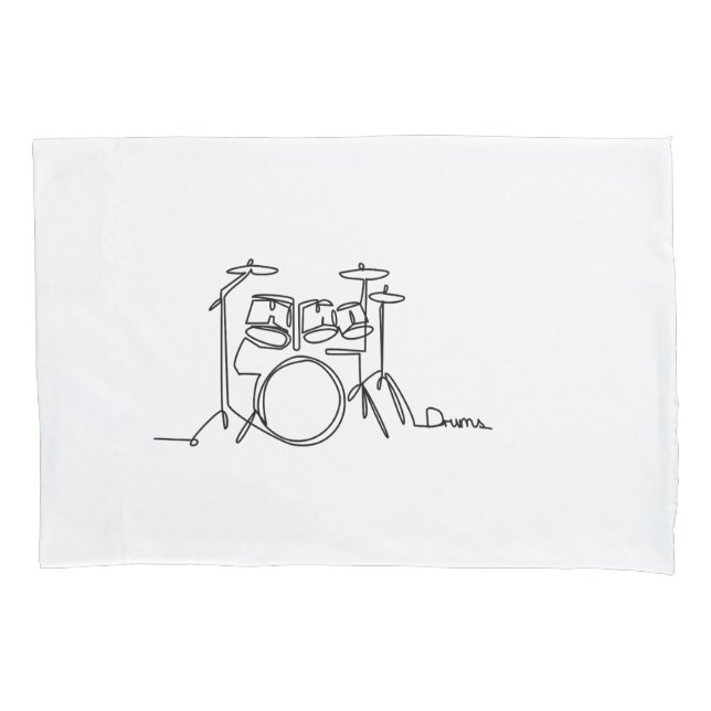 Drummer Music Design One-Line Drums  Pillow Case (Front)