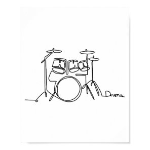 Drummer Music Design One-Line Drums  Poster