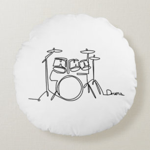 Drummer Music Design One-Line Drums Round Pillow