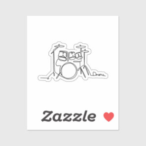 Drummer Music Design One-Line Drums Sticker