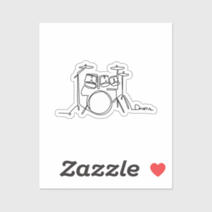 Drummer Music Design One-Line Drums Sticker