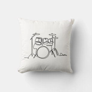 Drummer Music Design One-Line Drums Throw Pillow