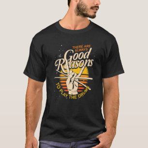 Drummer Music Drumsticks Musician Retro Drums Prem T-Shirt