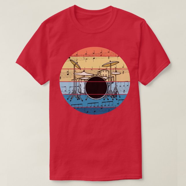 Drummer Music Notation Drum Kit Percussionist Musi T-Shirt (Design Front)
