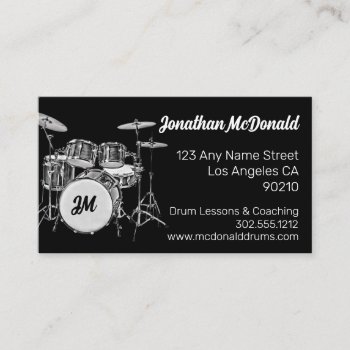 Drummer Musician Drum Kit Music Teacher Drumming B Business Card by DrumJunkieGraphics at Zazzle