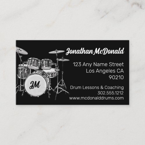 Drummer Musician Drum Kit Music Teacher Drumming B Business Card