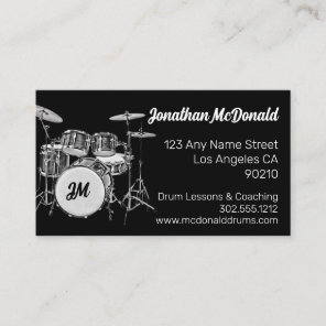 Drummer Musician Drum Kit Music Teacher Drumming Business Card