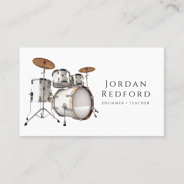 Drummer Musician Music Teacher Business Card (Front)