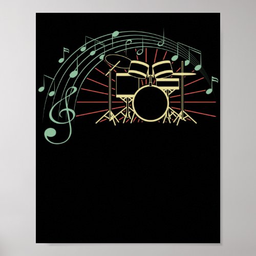 Drummer Notes Retro  Drummer Musician Drumsticks Poster