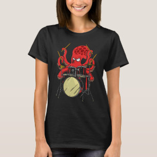 Drummer Octopus Drumstick Playing Drum Sea Animal T-Shirt