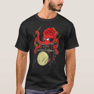 Drummer Octopus Drumstick Playing Drum Sea Animal T-Shirt