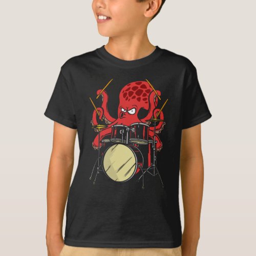 Drummer Octopus Drumsticks Drumset T_Shirt