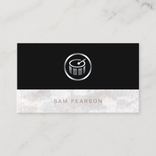 Drummer Percussionist Bold Silver Drums Icon Business Card