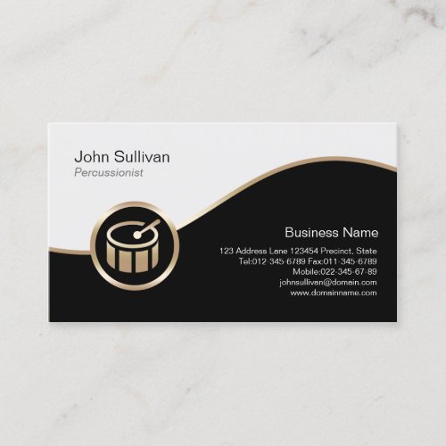Drummer Percussionist Business Card Gold Drum Icon