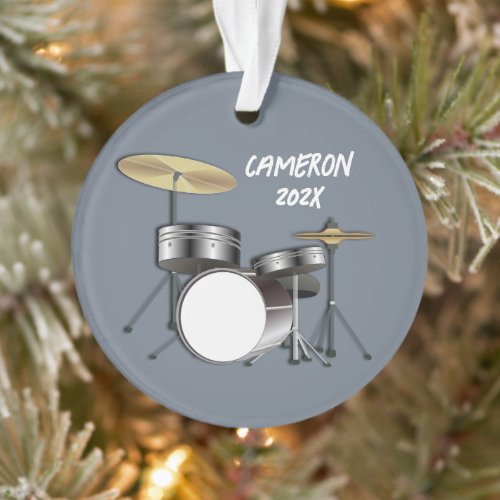 Drummer Photo Dated Christmas Ornament