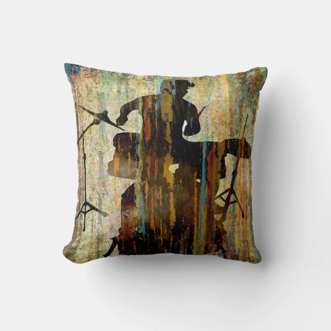 Drummer Pillow, Copyright Karen J Williams Throw Pillow (Front)